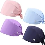 4 Stücke Kürbisförmige Kappen mit Knopf Schweißband Verstellbare Füllig Kappen Krawatte Rücken Haar Abdeckung Hüte für Frauen Männer