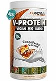 Vegan Protein – Schokolade-Erdnuss-Karamell - V-Protein 8K Blend - unglaublich lecker & cremig - mit Protein aus Sonnenblume, Reis, Erbse, Hanf, Kürbis uvm. - pflanzliches Proteinpulver mit 73% Eiweiß