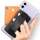 Sinjimoru Handy Kartenhalter, 3in1 Slim Wallet & Handy Halter mit Stander, Handy Fingerhalter, Fingerhalterung Handy fur iPhone und Android. Sinji Card Zip Band Grip Schwarz mit Band Schw