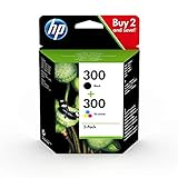 HP 300 original Tintenpatrone CN637EE schwarz und dreifarbig Standardkapazität 2 x 4ml schwarz: 200 Seiten Farbe: 165 Seiten 2er-Pack