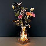 Gadgy® Beleuchte Vase Glas - LED Blumenvase für Wohnzimmer Deko Modern - Glasvase Skandinavische Deko - Blumenvase Modern - Deko Pflanzen Vase für Blumen - 22,5x10,8x10,8cm