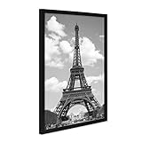PHOTOLINI Poster mit Bilderrahmen Schwarz 'Eiffelturm' 30x40 cm schwarz-Weiss Motiv Foto Paris Skyline