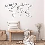 MIXUEXUNLU Weltkarte-Wandaufkleber, Globus-Umriss, moderne Kunst, Wandtattoo, abnehmbares Vinyl, für Zuhause, Schlafzimmer, Wohnzimmer, Dekoration, Tap
