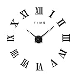 Artensky Uhren Wanduhr Große Römische Zahlen Dekoration Wand Wohnzimmer Home Aufkleber (Schwarz)