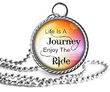 Halskette mit inspirierendem Zitat von Heng Yuan Tian Cheng, Life is A Journey, Enjoy The Ride, Lebens-Zitat, handgefertigt