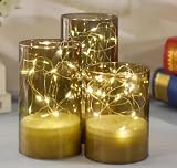 Forever Speed 3er-Set Led Kerzen Aufladbar 1000mAH mit Fernbedienung Timer Lichterkette Kerzen Wiederaufladbare Dekorative Lichter Dimmbar Flammenlose Kerzen für Wohnkultur, Hochzeiten - G