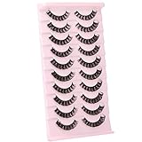 wiwoseo Wimpern Russian Strip Lashes Natural Wispy Fluffy 3D Effect Fake Eyelashes 10 Paare Pack