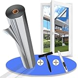 Gufoltie UV-Schutz Sonnenschutzfolie Fenster innen oder außen 90 * 400cm Spiegelfolie Fenster Sichtschutz Selbstklebend Fensterfolie Rückstandslose thermofolie Fenster gegen hitze Silb