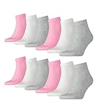 PUMA 12 Paar Unisex Quarter Socken Sneaker Gr. 35-49 für Damen Herren Füßlinge, Socken & Strümpfe:35-38, Farbe:395 - prism pink