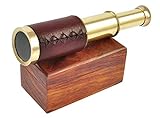 Captains Mini-Teleskop mit Holzbox, Messing, 15,2 cm