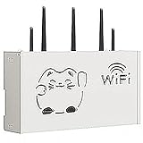 LYFANG Aufbewahrungsbox für Kabellosen Router mit Kätzchenmuster WiFi Aufbewahrungsbox mit Löchern Wandmontierte Aufbewahrungsbox für WLAN-Router Geeignet für Homeoffice 38 * 8,5 * 20 cm