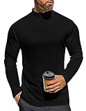 Ekouaer Langarm T-Shirt Herren Innenfleece Thermounterwäsche Oberteil warm Unterhemd schwarz XXXL
