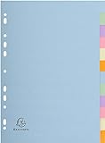 Exacompta 1612E Pastell-Register Forever für DIN A4 aus Recyclingkarton 12-teilig volle Höhe 22 x 29,7 cm vollfarbig 2 x 6 Farben Blauer Engel Pastellcolor Aquarel Trennblätter Trennstreifen