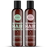 MOERIE Shampoo Set 2-teilig - Haarwachstum Shampoo & Conditioner gegen Haarausfall - Natürliches Haarwachstum beschleunigen - Veganes Haarwuchsmittel Frauen & Männer - Mineralien, Biotin & Coffein