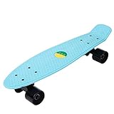 FastUU 55,9 cm 4-Rad Skateboard Erwachsene, Mini Cruiser Skateboard verschleißfestes Longboard mit ABEC-9 Hochgeschwindigkeits-Chromstahl-Kugellager, für Kinder und Erwachsene blau