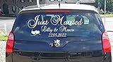 Just Married Hochzeitsaufkleber AA5721 mit NAMEN/DATUM Autoaufkleber Heckscheibe Aufkleber Auto