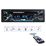 Tobetree 60W×4 Autoradio mit Bluetooth4.2 Freisprecheinrichtung und Fernbedienung, 1 Din Autoradio Smartphone Ladefunktion Built-in 5 Farben Licht mit USB/AUX/TF/SD FM/AM Auto MP3 Player Radio