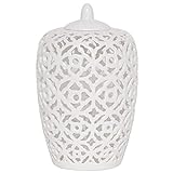 KOIJWWF White Ingwer Jar Vase Tempel Jar Dekorative Gläser mit Deckeln Weiß Keramik Glas Porzellan Jar Ginger Gläser