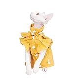 VOODUE katzenkleidung Sphynx-Katzenweste, haarlose Katzenkleidung, Baumwollmantel, Devon Rex, weiches Hemd for Frühling und Sommer (Color : Yellow, Size : XXL)