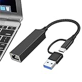 USB-Ethernet-Adapter, 2 in 1 Plug & Play USB-Ethernet-Adapter, 1000 Mbps USB 3.0 Ethernet-Adapter, USB-Netzwerkadapter Kompatibel mit Windows, Mac OS, Linux und mehr