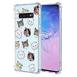 JNRXYJX Schutzhülle für Samsung Galaxy S10, Samsung S10 SM-G973U mit Blumenmuster, transparent, TPU, Tierkätzchen, schlank, niedlich, transparent, weich, Stoßfänger, Schutzhülle für Samsung Galaxy