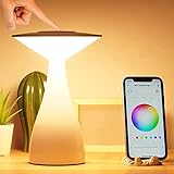 Linkind Nachttischlampe Touch Dimmbar, Smart WLAN Tischlampe RGBW Farbwechsel mit Timer-Funktion, kompatibel mit Google Assistant & Alexa, Pilzförmig Stimmungslicht für Schreibtisch Schlafzimmer