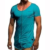 WHYZNW Sport T-Shirt Herren Slim Fit Kurzarm Shirt Bluse für Jogging Yoga Männer Tops Herren Sommer T-Shirt Rundhals-Ausschnitt Baumwolle-Anteil Moderner Männer T-Shirt Crew Neck Sweatshirt