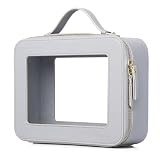 Pinkmik Transparente Make-up-Tasche, wasserdicht, Reiseetui für Kosmetika und Toilettenartikel, Damen-Make-up-Organizer und Autotasche mit Reißverschluss, Grau, L-1, Teavel Make-up-T