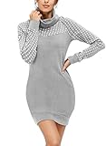 TrendiMax Damen Sweatshirt Langarm Hoodie Kleid Pulloverkleid Rollkragen Sweatkleid Kapuzenpulli Lange Tops