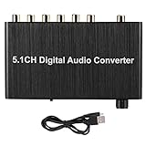 Agatige DTS/AC3 ​​Dolby Audio-Decoder, SPDIF Digital Optical Coaxial Head 5.1 Soundkanal Digital Audio Converter Decoder(schwarz)