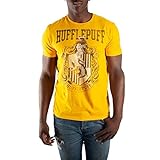 HARRY POTTER Hufflepuff Herren T-Shirt Hogwarts, Hauswappen, Gelb - Gelb - X-Groß