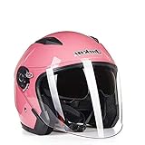 DFJK Offener Helm-Frauen-Motorrad-Helm Mit Doppeltem Objektiv-Visier-Helm-Jet-Helm-Motorrad-Roller-Elektroroller-Helm-Punkt-Genehmigter Helm,M