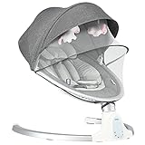 DREAMADE Elektrische Babyschaukel mit Fernbedienung, Babywippe mit 5 Schwingungsamplituden & 3 Timing Möglichkeiten, Elektro Schaukelstuhl mit Musik & Bluetooth, für Neugeborene 0-6 Monaten