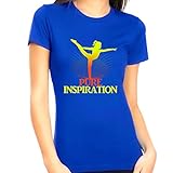 Fire Fit Designs Damen Gymnastikshirt – Gymnastik Geschenke für Frauen Gymnastikkleidung – rhythmische Gymnastik Kleidung - Blau - X-Groß