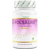Folsäure 800 µg - 365 Tabletten (12 Monate) - Premium: Bioaktives Folat (6S-L-5-MTHF) - Hochdosiert - Für Kinderwunsch & Schwangerschaft - Vegan - Laborgeprüft