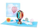 DEESOSPRO® 3D Pop Up [Geburtstagskarte] [Grußkarte] [Jubiläumskarte] [Abschlusskarte] mit Kreativem Papierschnittmuster, Geschenk für Geburtstag, Abschlussfeier,Weihnachten,Kindertag (Heißluftballon)