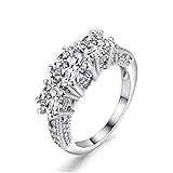 Frauen-verlobungsring-dame-finger-ring 10k Weißes Gold Füllte Ring Schmuck Ehering Drei-stein-ring 8 Zoll