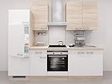 Küchenzeile 270 cm Sonoma Eiche Weiß mit Oranier Backofen und Induktion - Salerno