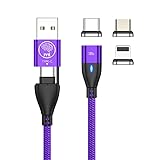 IVS USB-Kabel, magnetisch, Schnellladung, 100 W, PD 5 A, 6-in-1, Multi-Ladekabel, kompatibel mit MacBook Pro iProducts – 3-in-1 – USB Typ C auf Typ C – Micro-USB-Kabel (Violett)