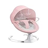 Bioby Babywippe Elektrisch, Baby Schaukel Elektronisch mit 5-Punkt-Gurt, Bluetooth-Touchscreen/Fernbedienung mit Lautsprecher, 5 Schaukelgeschwindigkeiten, 3-Gang-Timer, für Babys unter 9 kg