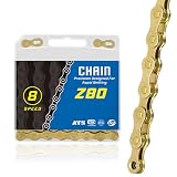Colexy Fahrradkette,6/7/8 Fach Fahrrad Kette Gold,Unisex,1/2 x 3/32 Inch,116 Glieder,Kette Fahrrad Set,Fahrrad Zubehör Kettenwerkzeug,Kompatibel mit BMX, MTB und Mountainbik