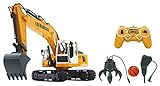 JAMARA 405112 - Bagger Liebherr R936 1:20 2,4G Destruction-Set - inklusiv Schalengreifer und Abbruchhammer, Metallschaufel, jedes Gelenk einzeln steuerbar, realistische Funktionen,660 Grad Turmdrehung