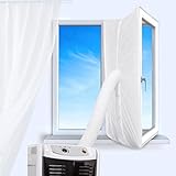 Aozzy Fensterabdichtung für Mobile Klimageräte und Ablufttrockner, AirLock 100 klimaanlagen fensterabdichtung, Hot Air Stop zum Anbringen an Fenster, Dachfenster (Fenster 400CM, Weiß)