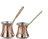 Türkische Mokkakanne aus Kupfer - hochwertige, handgefertigte Cezve Kaffeekanne für echten & traditionellen Kaffeegenuss (2er Set: 150ml + 320ml)