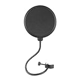 PIQIUQIU Popschutz, Mikrofon Popschutz Mic Windschutz Pop Filter für Mikrofon, Mit 360° Flexiblem Schwanenhals und Stabilisierungsarm - 6 Z