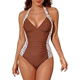 Generisch Badeanzug Damen Damen Badeanzug Große Größe Bauchweg Einteiler Bademode Figurformend U Ausschnitt Gestreift Schwimmanzug Damen Tankini Damen Große Größen Tankinis Für Damen Push Up Bik