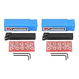LOLPALONE 2 x Set mit 20 mm Drehwerkzeughalter MWLNR2020K08 + 20 WNMG0804 Hartmetall-E
