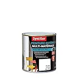 Syntilor – Farbe für den Außenbereich, verschiedene Materialien, Weiß satiniert, RAL 9016, 0,5 l