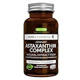 Pure & Essential Natürlicher Astaxanthin Komplex aus 42 mg AstaPure, mit 4mg Astaxanthin + Lutein und Zeaxanthin, Vegan, 90 Kapseln