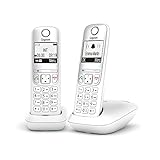Gigaset A695 Duo – schnurloses Telefon, 2 Mobilteile mit großem Display mit Hintergrundbeleuchtung für eine sehr gut lesbare Anzeige, Anrufblockierfunktion, Weiß